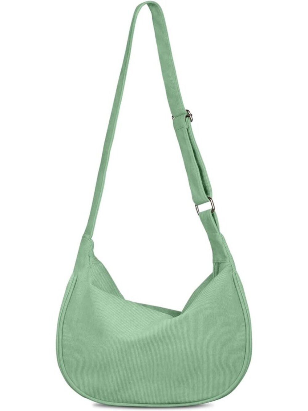 Womens Light Green Corduroy Crescent Crossbody Bag Small Sling Hobo Dumpling Bag
